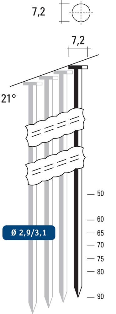 FN21 2.9x75 NAGEL STAAL 3.0M