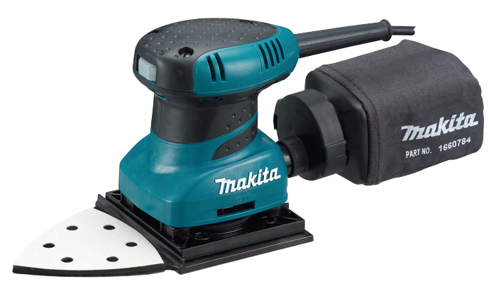 MAKITA HANDPALM VLAKSCHUURMACHINE 200W 112 X 190 MM (VELCRO) + DRIEHOEKSPUNT