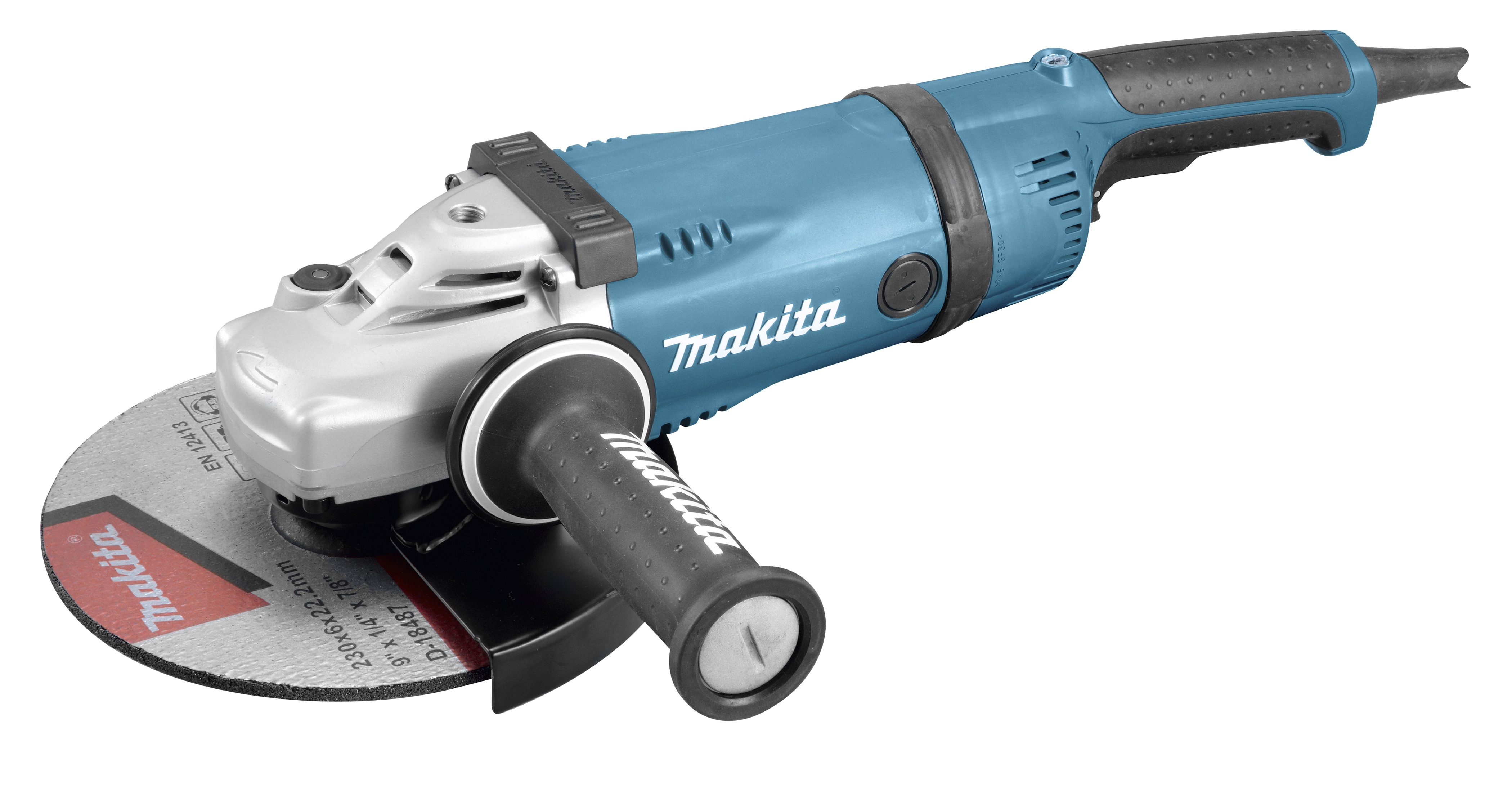 MAKITA HAAKSE SLIJPER 230MM 2400W MET HEROPSTARTBEVEILIGING, DRAAIBARE ACHTERGREEP.