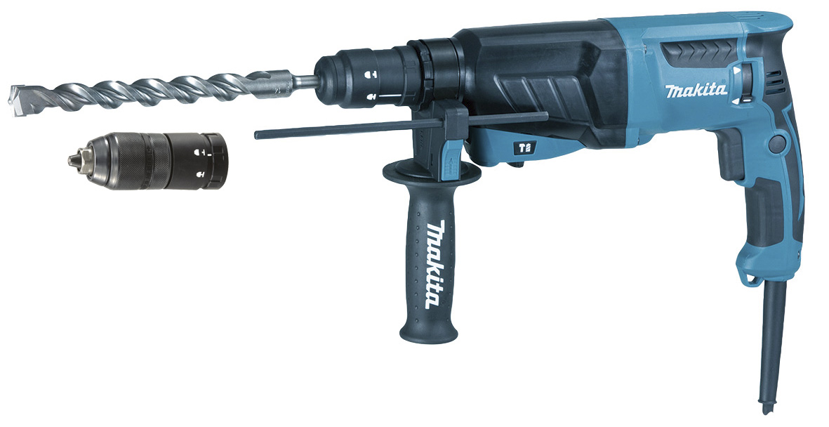 MAKITA MARTEAU PERFORATEUR-BURINEUR SDS+ 26MM 800W + SET DE MECHES ET BURINS + MANDRIN AUTOMATIQUE + COFFRET