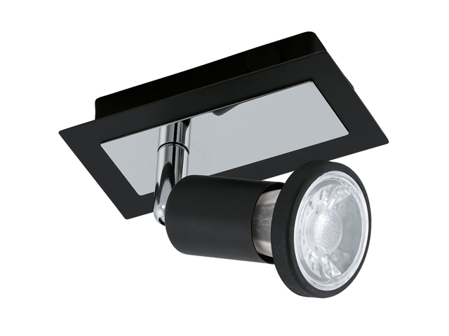 PLAFONDLAMP 1 SPOT ZWART/CHROOM 'SARRIA'