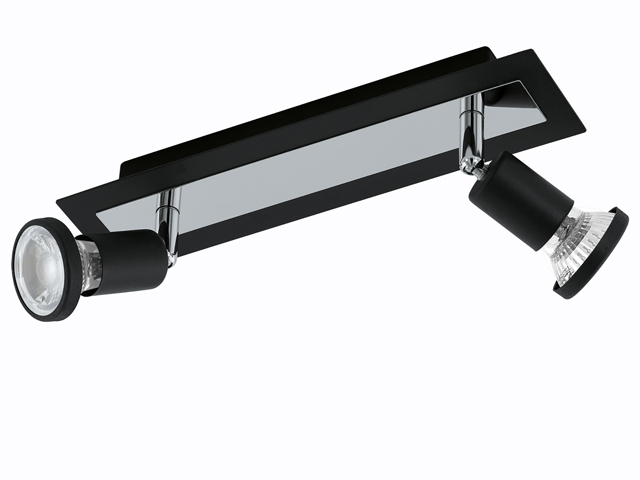 PLAFONDLAMP 2 SPOTS ZWART/CHROOM 'SARRIA'
