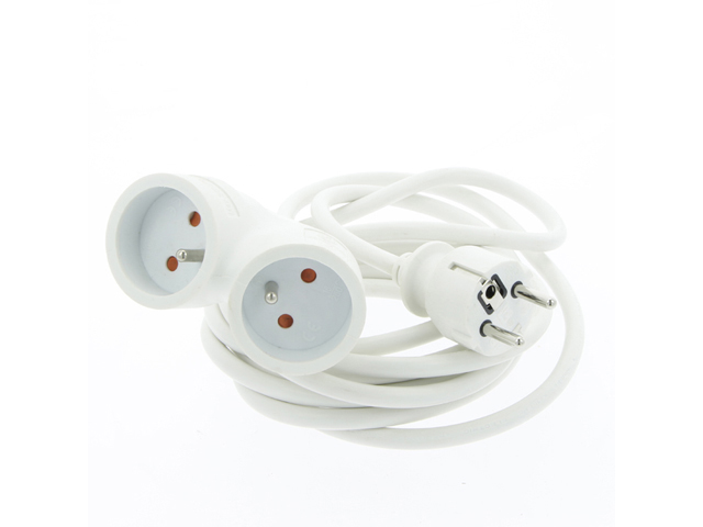 RALLONGE AVEC 2 PRISES 3M BLANC