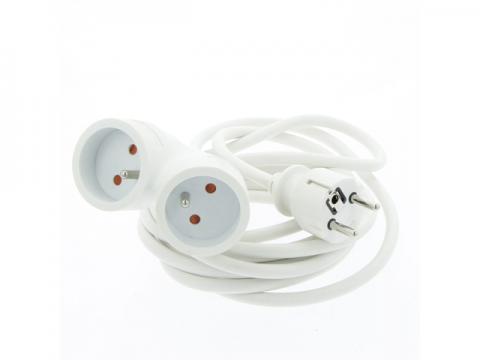 RALLONGE AVEC 2 PRISES 3M BLANC