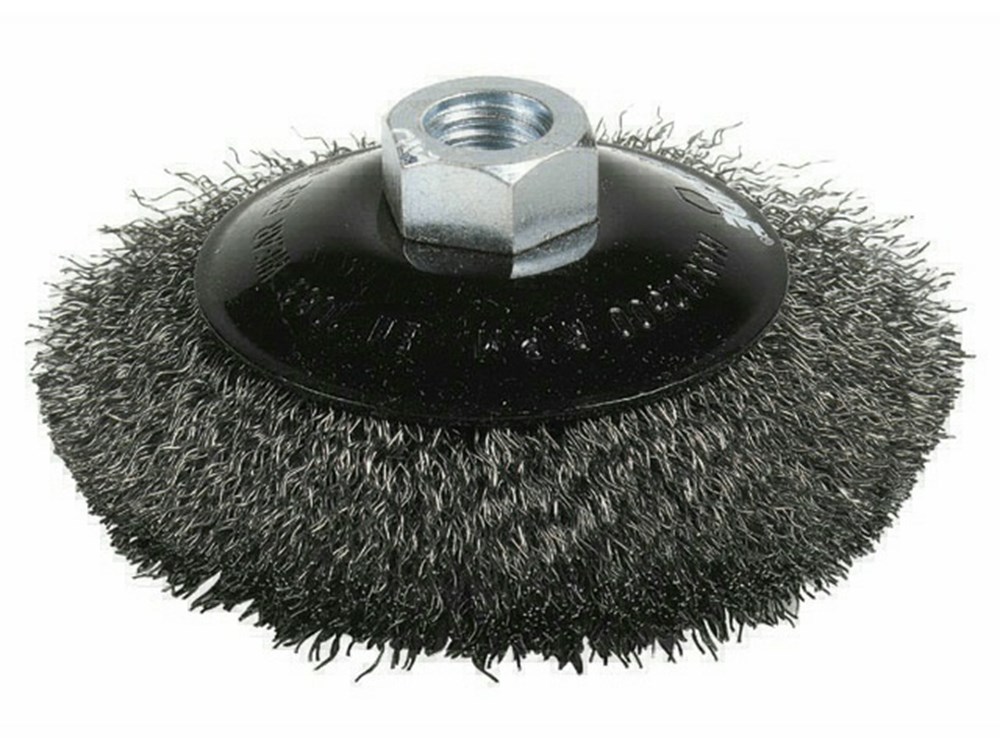 BROSSE CONIQUE ACIER ONDULE Ø100X10MM M14