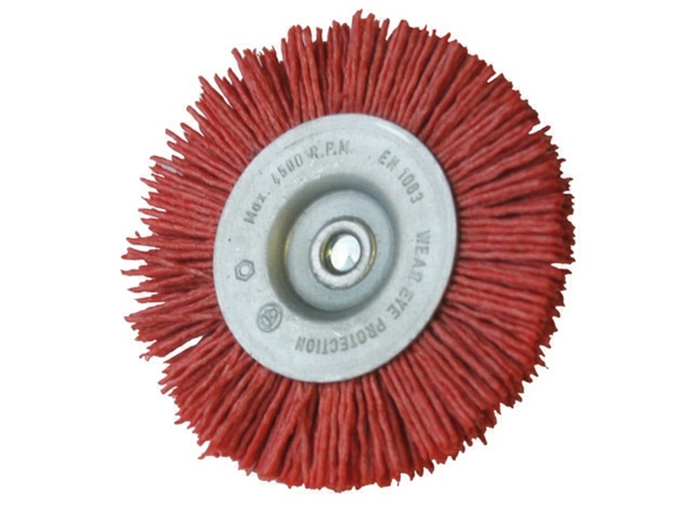 RONDE NYLON SCHUURBORSTEL Ø75MM GROF-ROOD