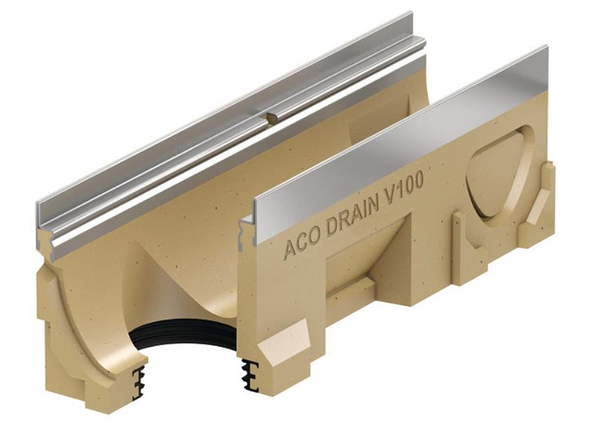 ACO DRAIN CANIVEAU MULTILINE V100 10.2 L=0,5M Ø110 AVEC JOINT A LEVRES