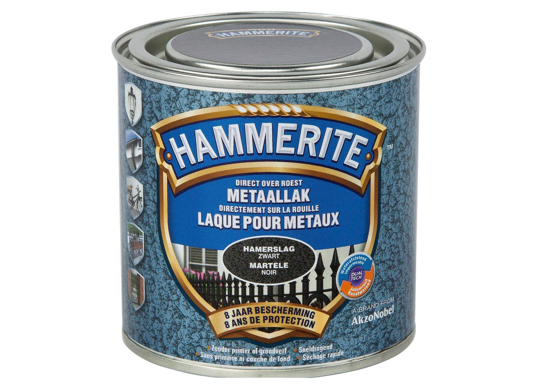 HAMMERITE HAMERSLAGLAK ZWART 250ML