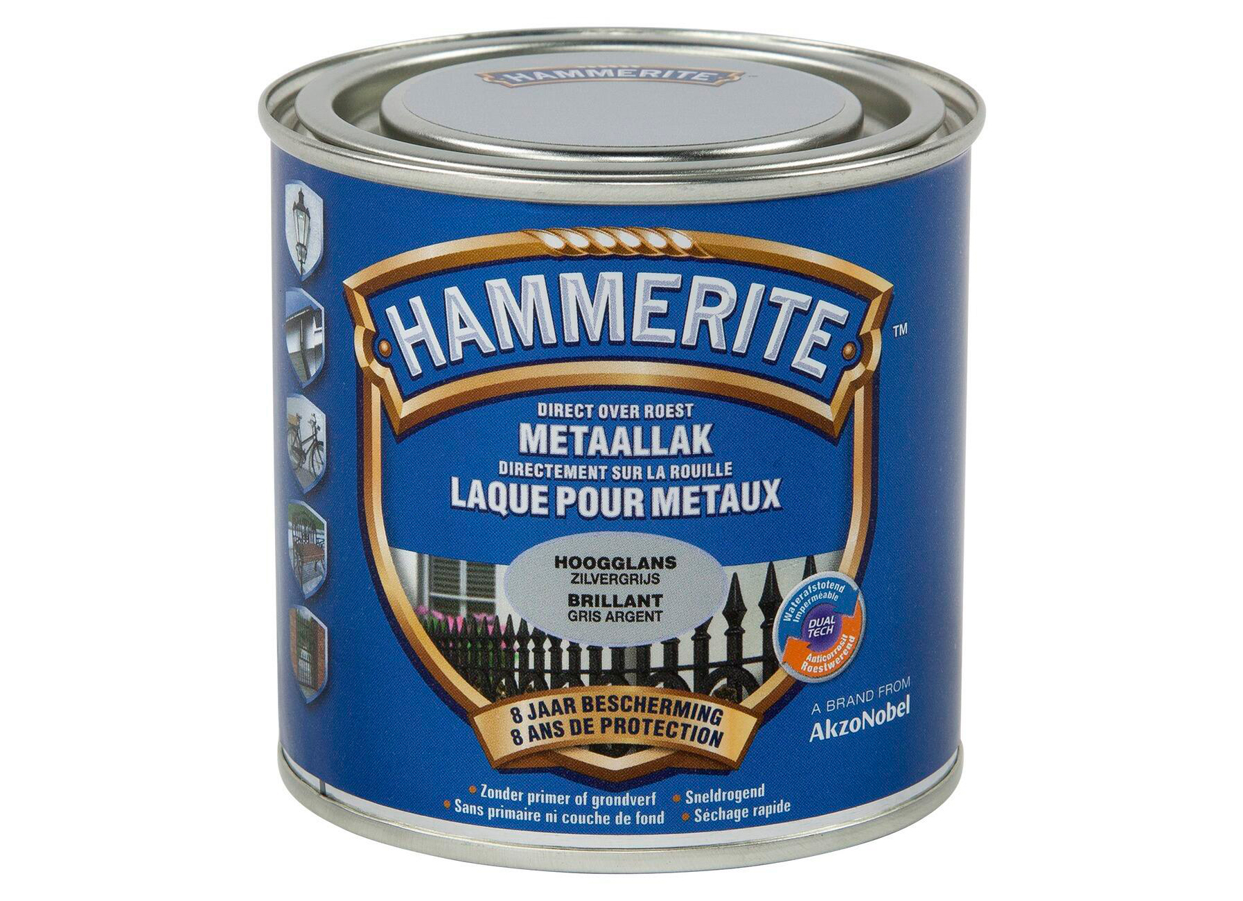 HAMMERITE LAQUE BRILLANTE GRIS ARGENT 250ML