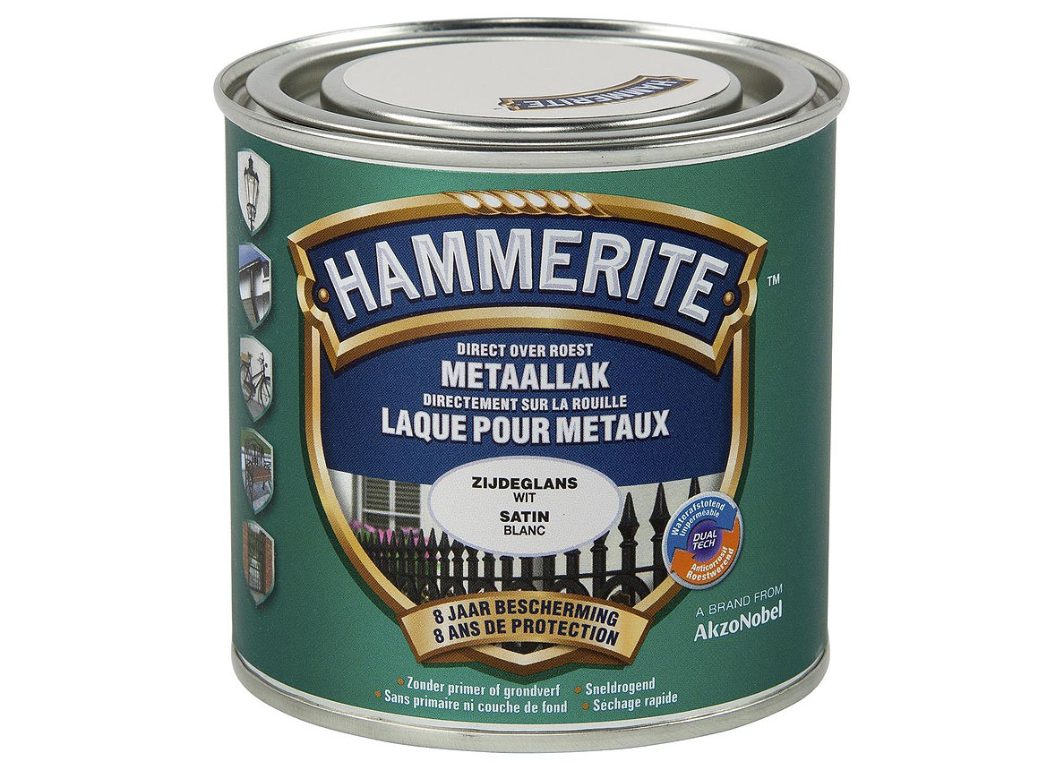 HAMMERITE LAQUE SATINEE POUR METAUX BLANC 250ML