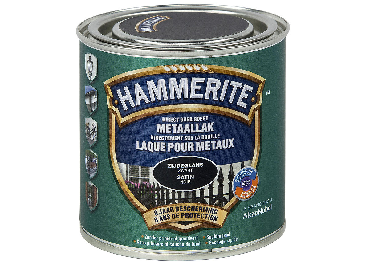 HAMMERITE LAQUE SATINEE POUR METAUX NOIR 250ML