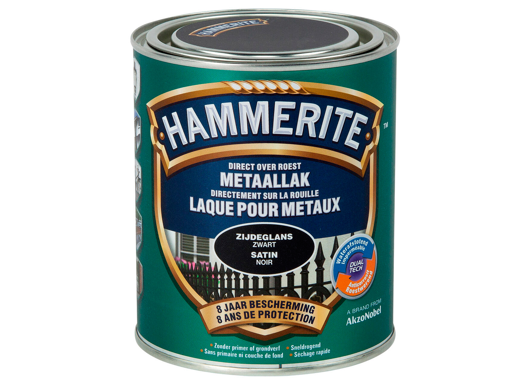 HAMMERITE LAQUE SATINEE POUR METAUX NOIR 750ML