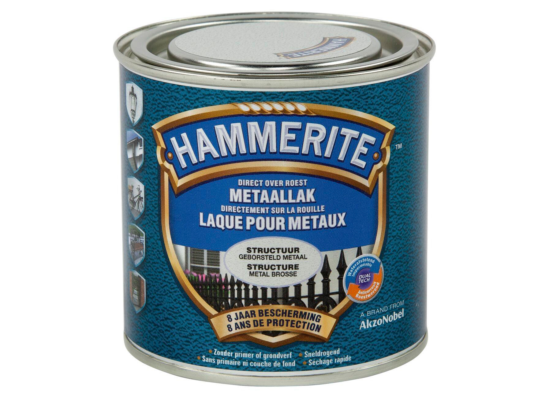 HAMMERITE STRUCTUURMAT LAK GEBORSTELD METAAL 250ML