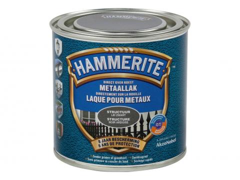 HAMMERITE STRUCTUURMAT LAK LEI ZWART 250ML