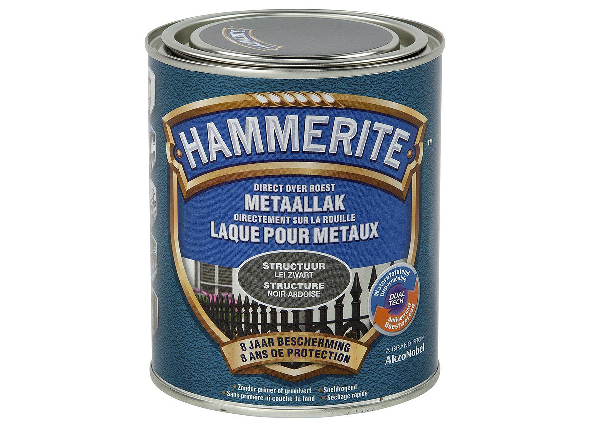 HAMMERITE STRUCTUURMAT LAK LEI ZWART 750ML