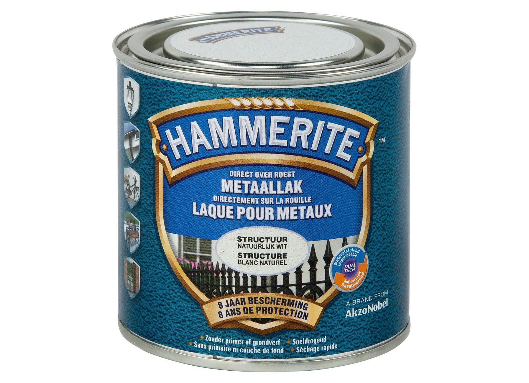 HAMMERITE STRUCTUURMAT LAK NATUURLIJK WIT 250ML