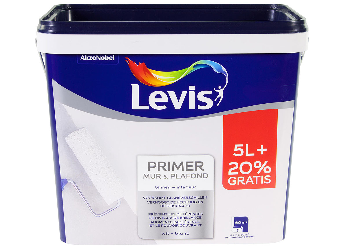 LEVIS PRIMER MUR & PLAFOND  BLANC 5+1L