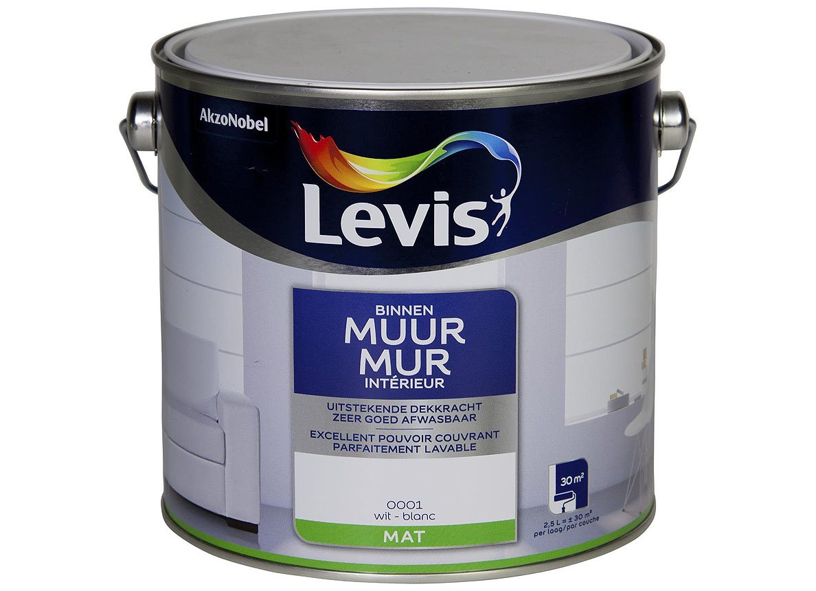 LEVIS MUUR BINNEN MAT WIT 0001 2,5L