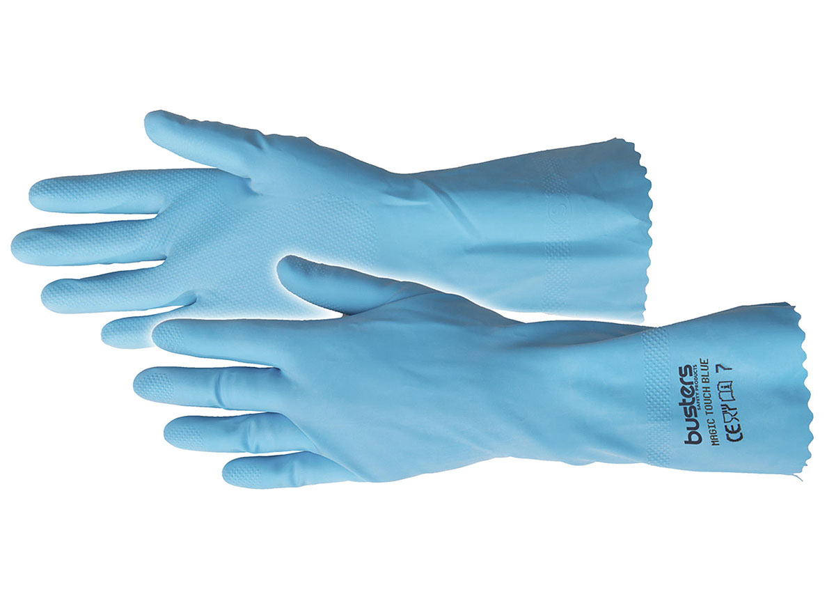 HANDSCHOEN BASIX LATEX BLUE - 3 PAAR