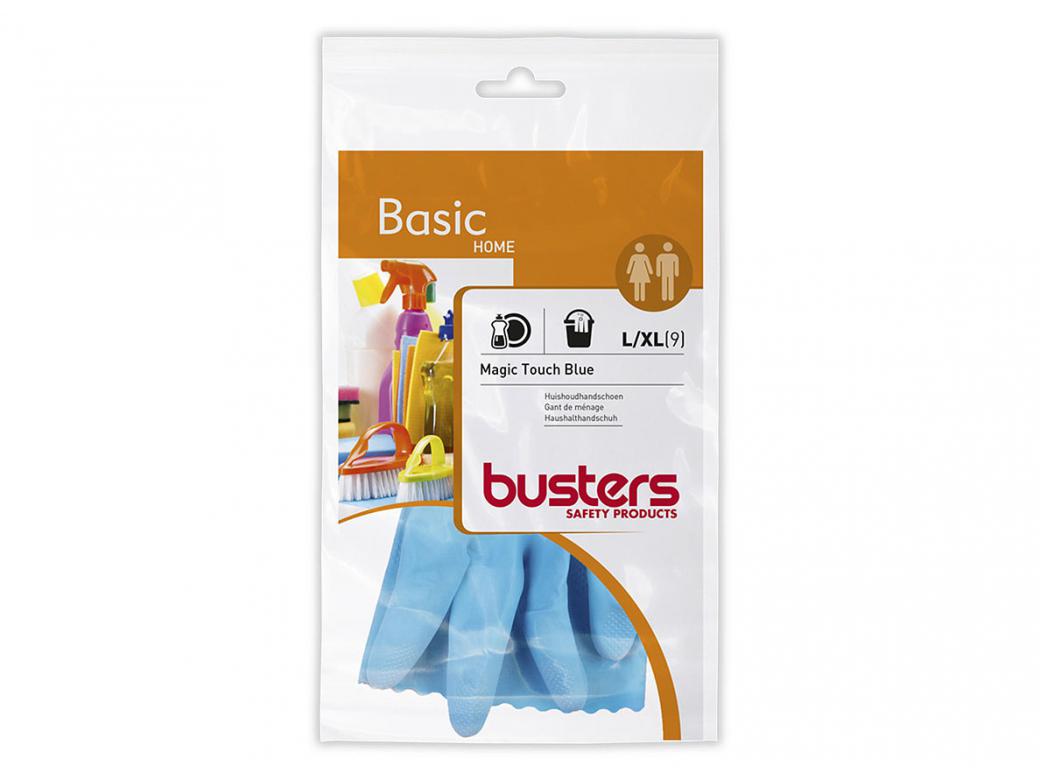 HANDSCHOEN BASIX LATEX BLUE - 3 PAAR