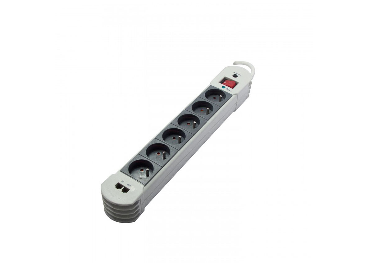 Bloc Multiprise Parafoudre TV 6x 2,5A + 3x 16A Interrupteur 3m Gris