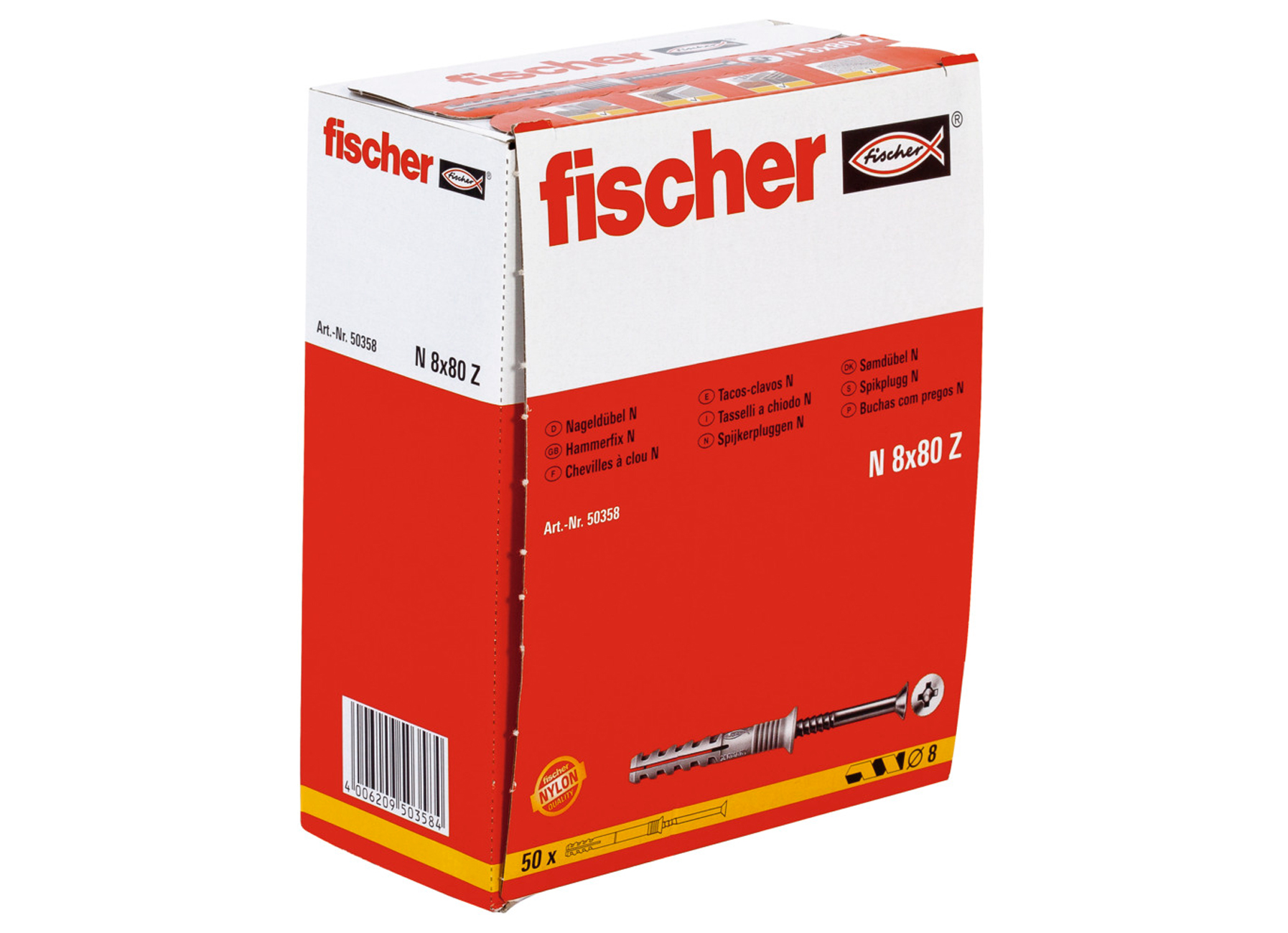 FISCHER SLAGPLUG N 8 x 80/40 S (50)