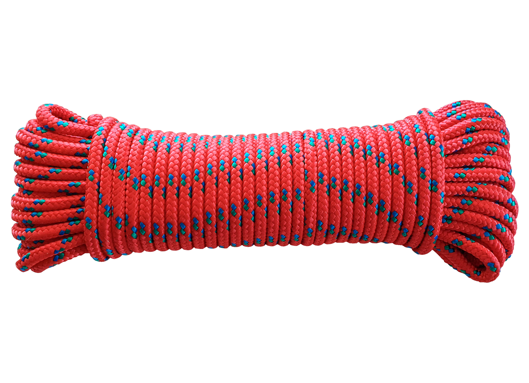 GEVLOCHTEN POLYPROPYLEEN Ø6MM L=20M ROOD/BLAUW/GROEN