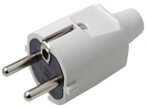 STEKKER PVC 10A 2P+A GRIJS