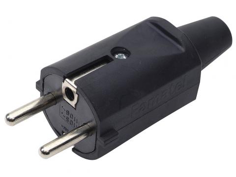 STEKKER PVC 10A 2-POLIG + AARDING ZWART