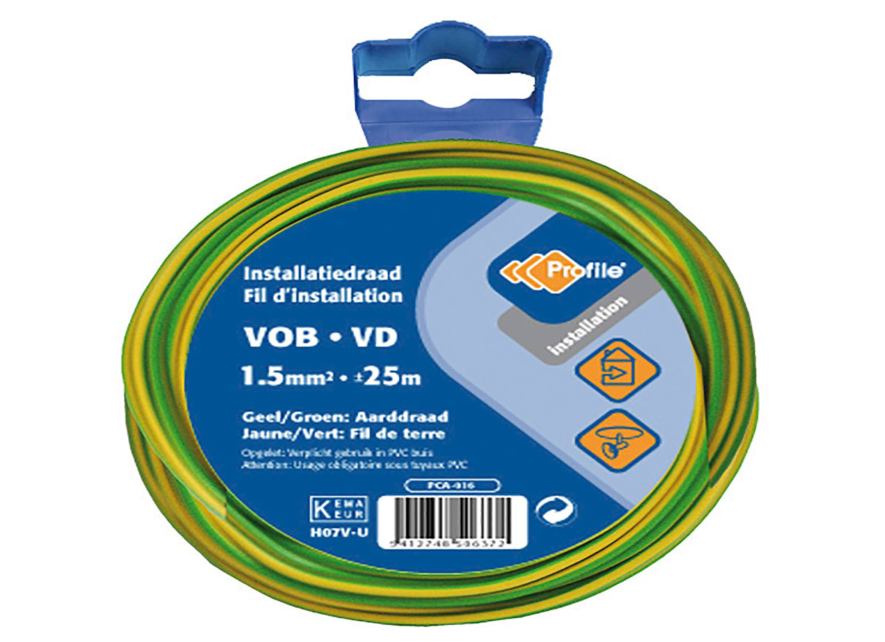 VOB KABEL 1.5MM2 GEEL/GROEN 25M