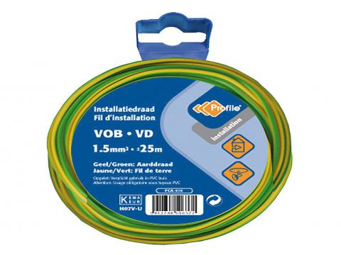 VOB KABEL 1.5MM2 GEEL/GROEN 25M