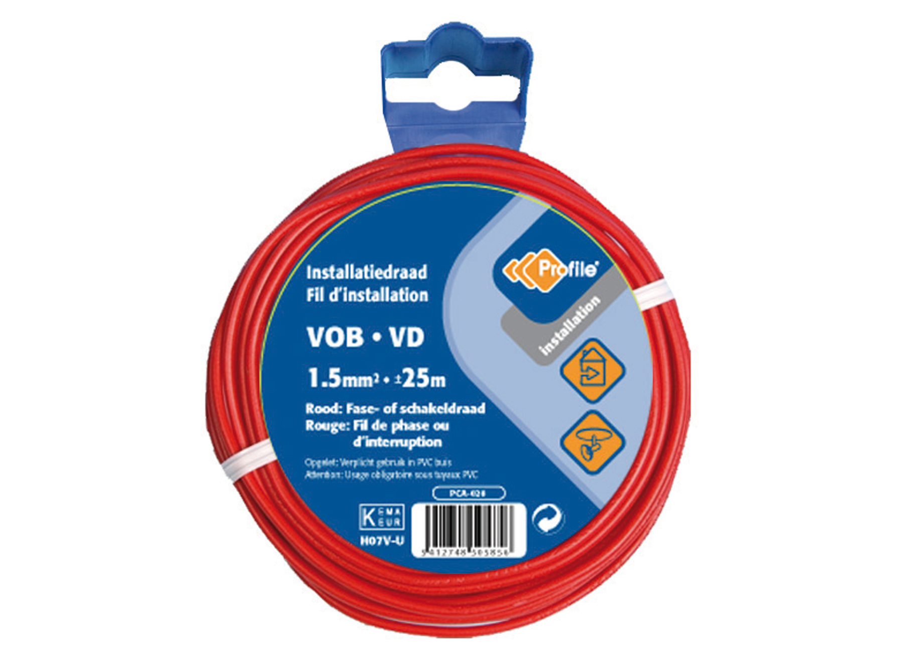 VOB KABEL 1.5MM2 ROOD 25M