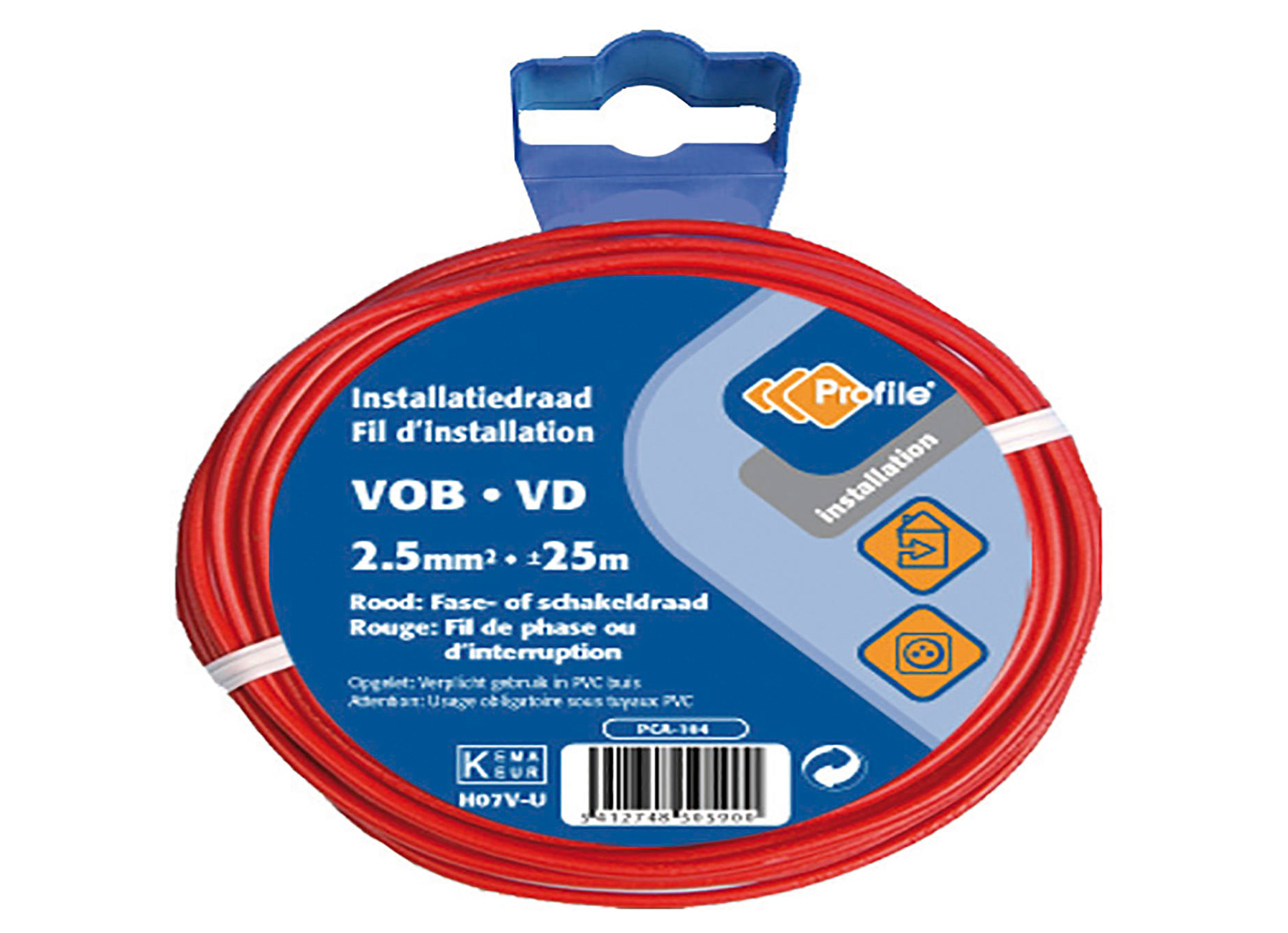 VOB KABEL 2.5MM2 ROOD 25M