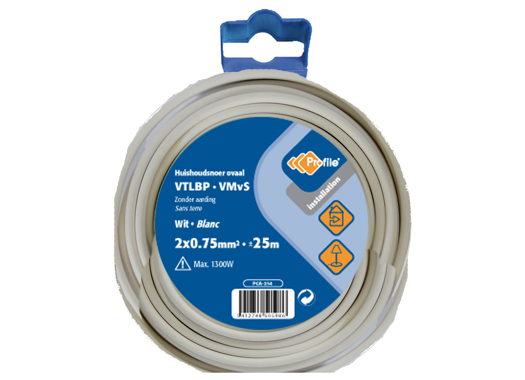 KABEL VTLBP 2X0.75MM2 WIT 25M BLISTER