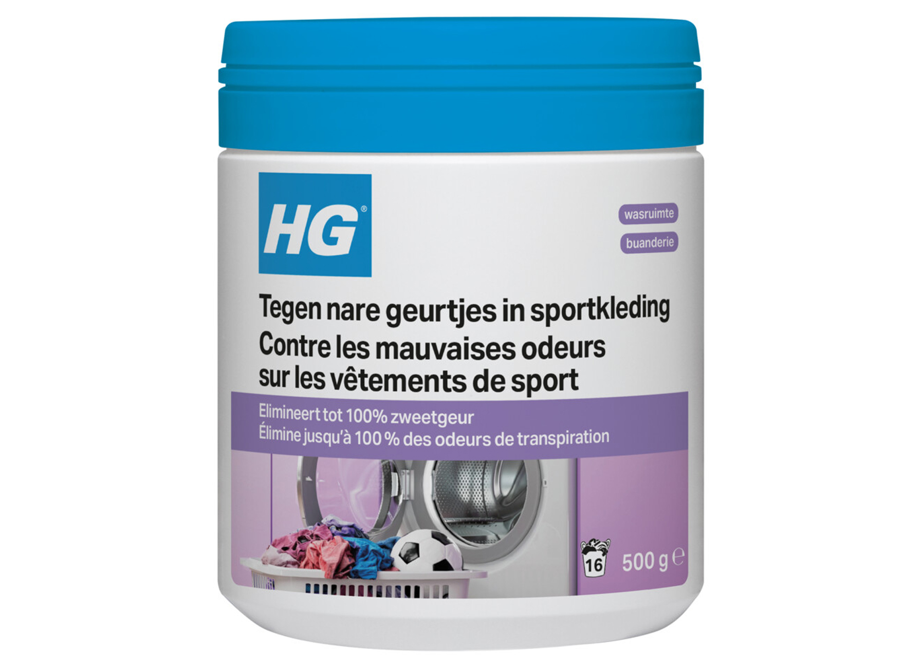 HG TEGEN NARE GEURTJES IN SPORTKLEDING WASMIDDELTOEVOEGING 500G