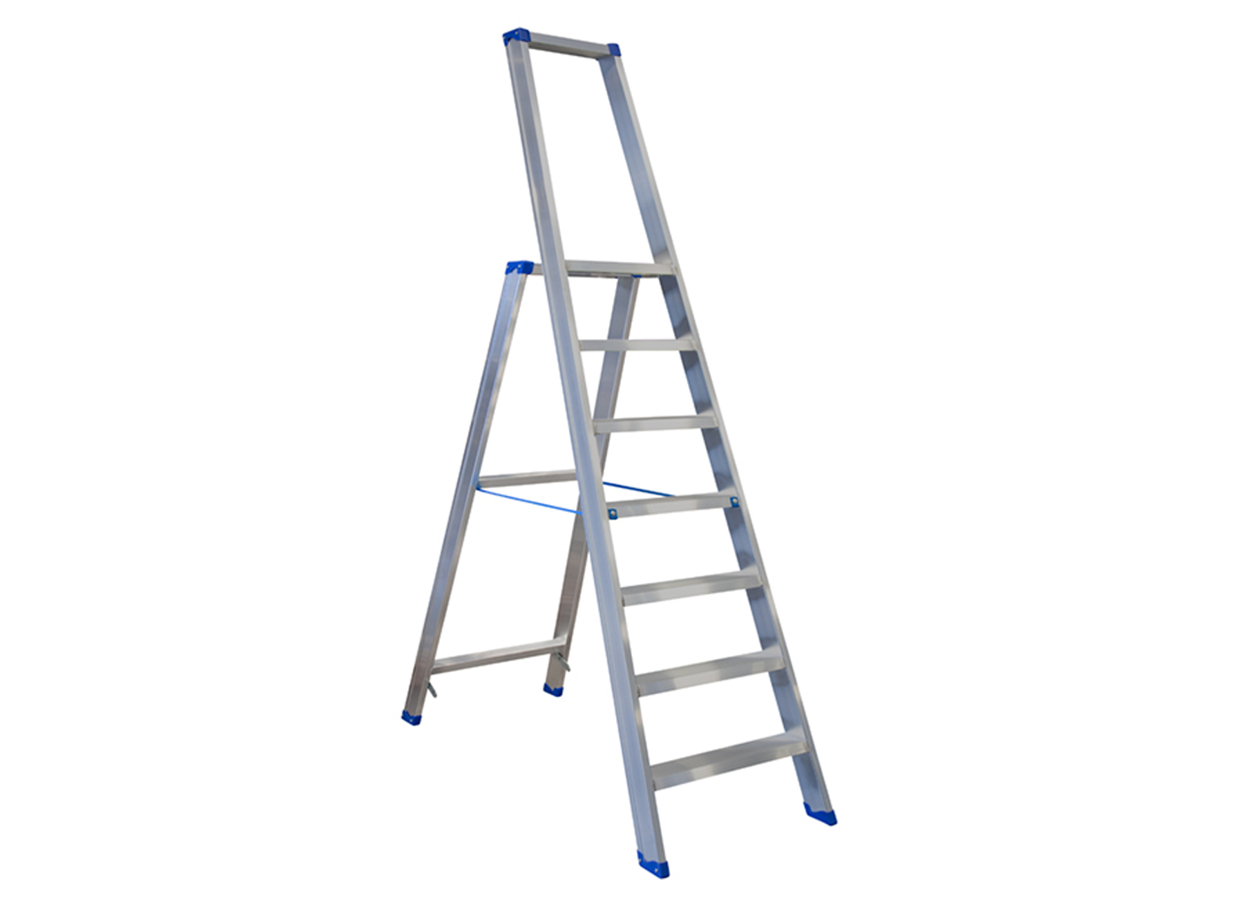 INDUSTRIELE TRAPLADDER ALU 7 TREDEN MET BEUGEL