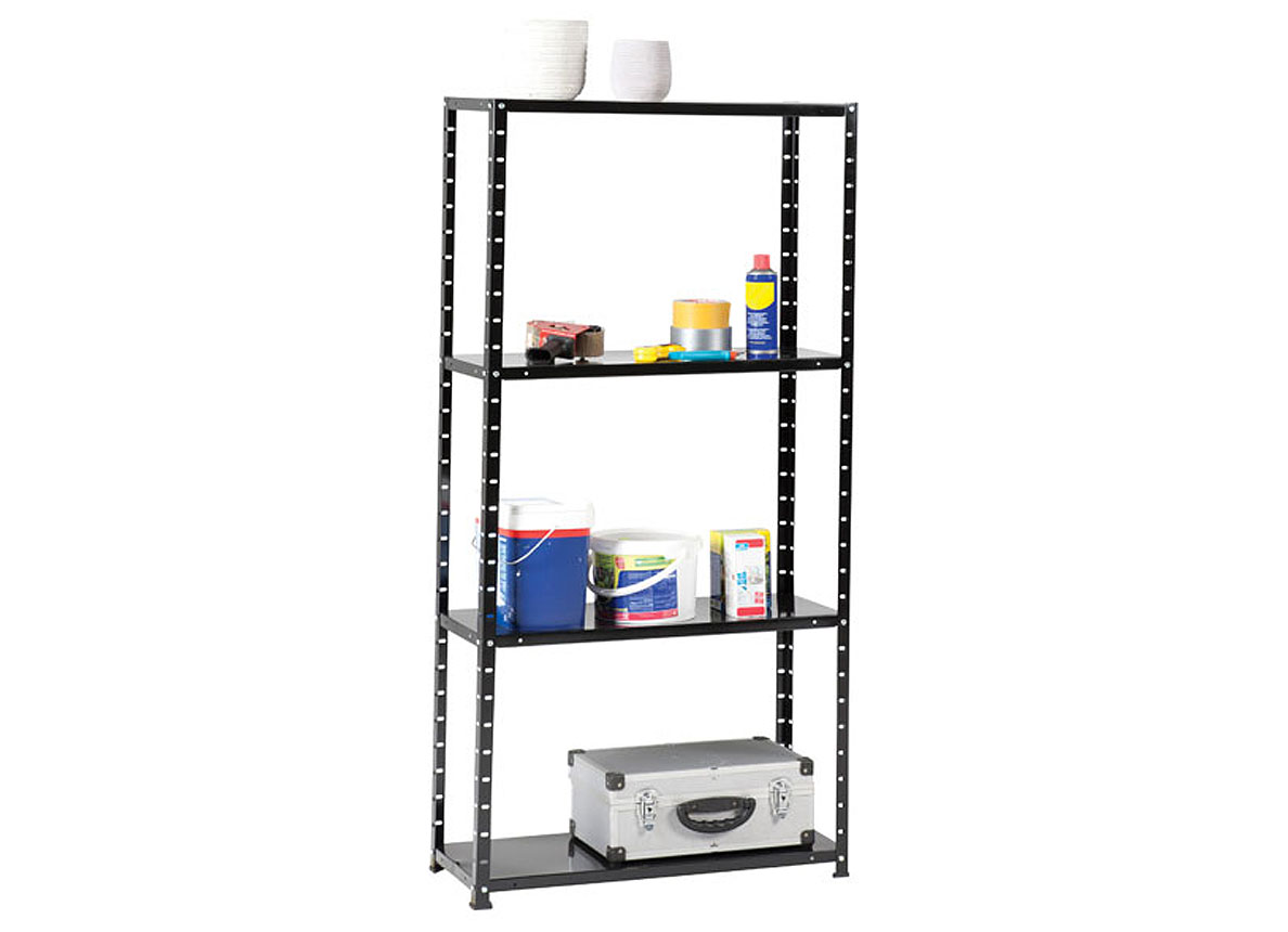 ETAGERE EN METAL 150X75X30CM - 4 TABLETTES - NOIR