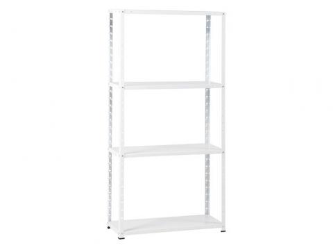 METALEN REK 150X75X30CM - 4 LEGBORDEN - WIT