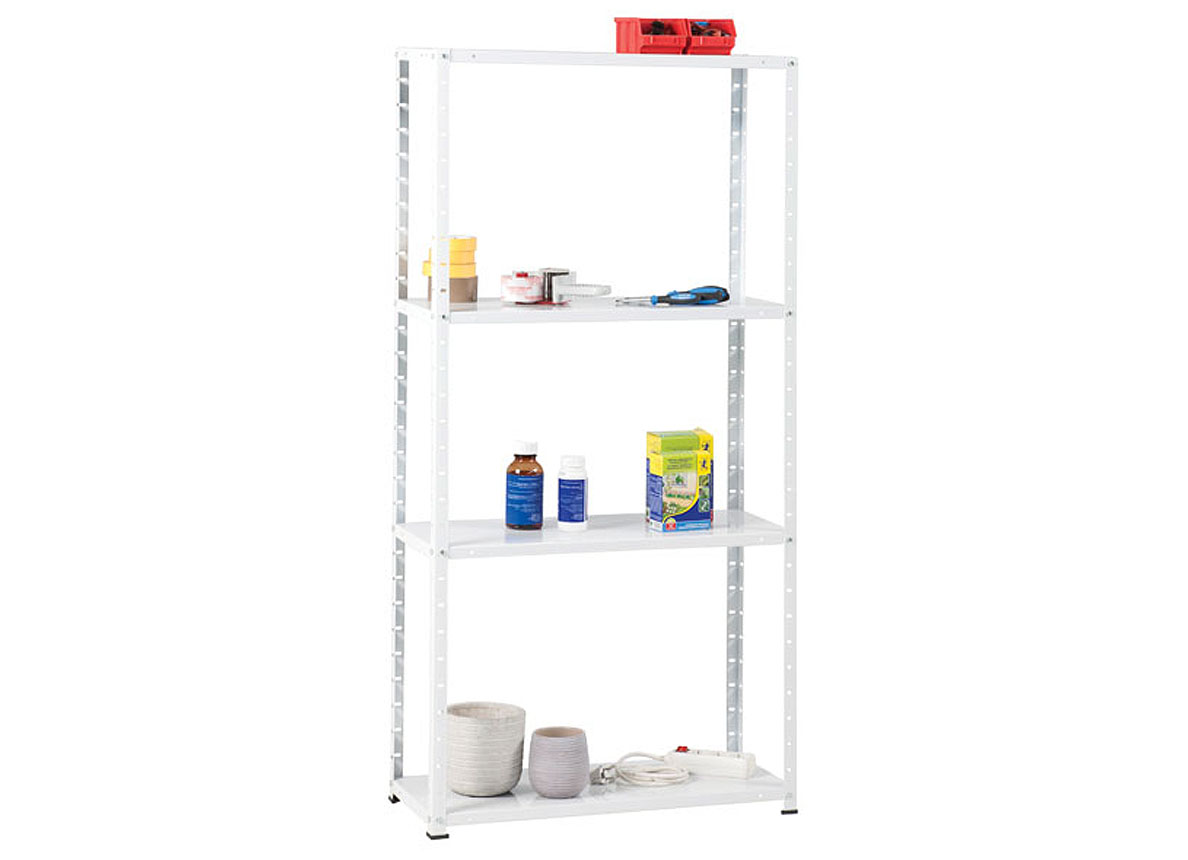 ETAGERE EN METAL 150X75X30CM - 4 TABLETTES - BLANC