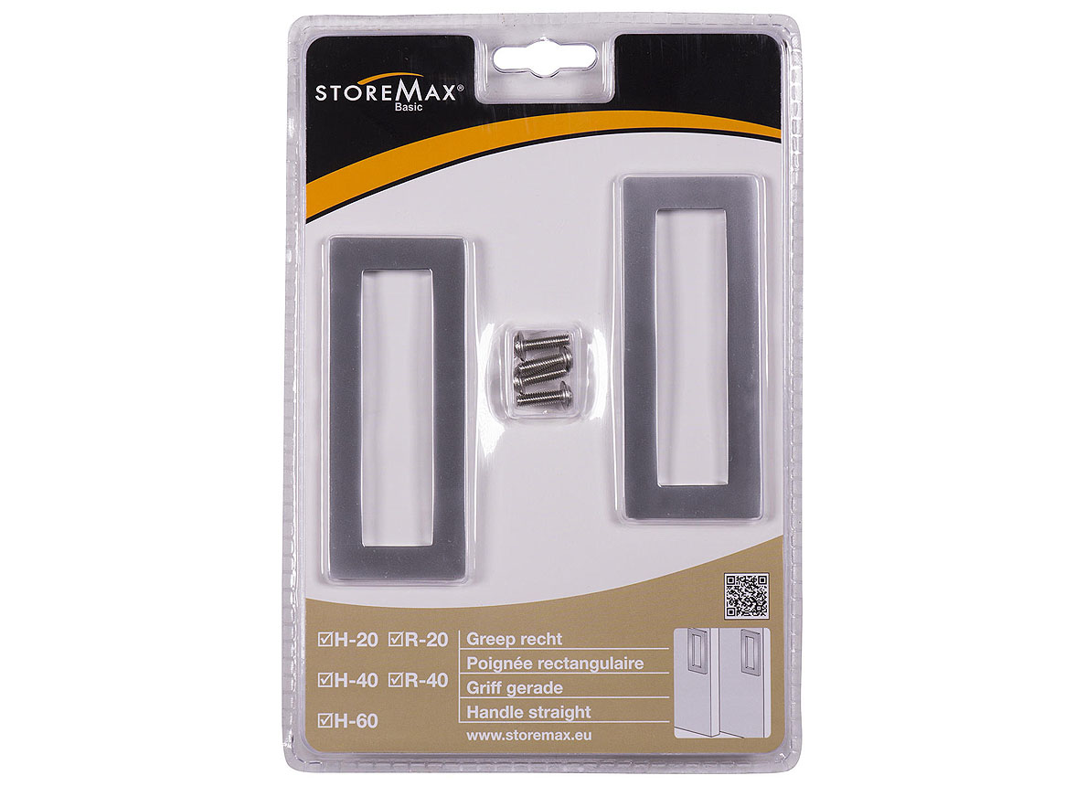 STOREMAX  POIGNEE CARREE STOREMAX ALUMINIUM 2PC