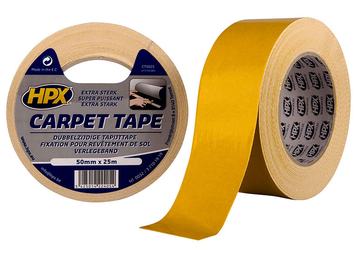 HPX DUBBELZIJDIGE TAPIJTTAPE WIT 50MM X 25M