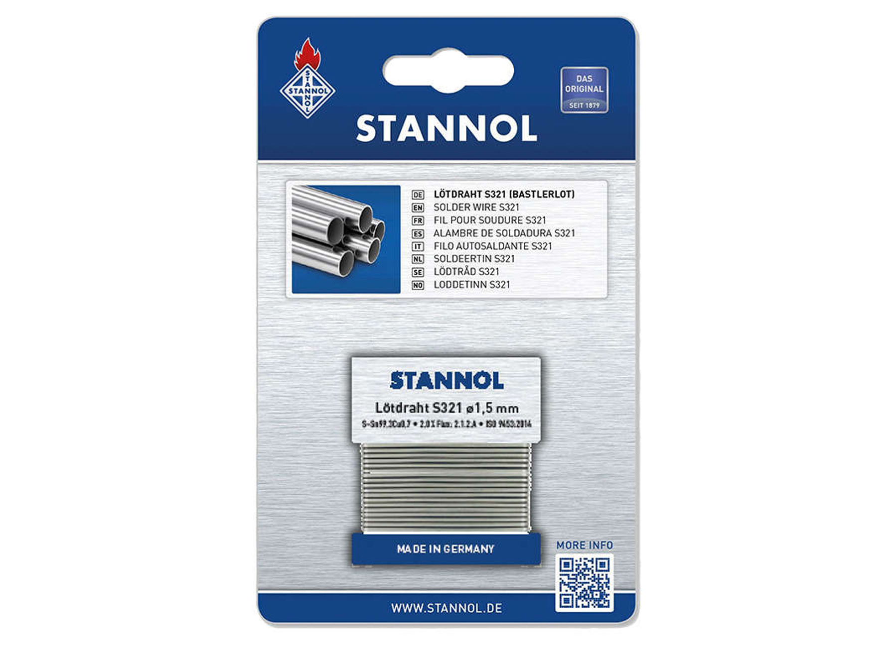 STANNOL FIL DE SOUDURE S321 1,5MMX1M SN99,3/CU0,7