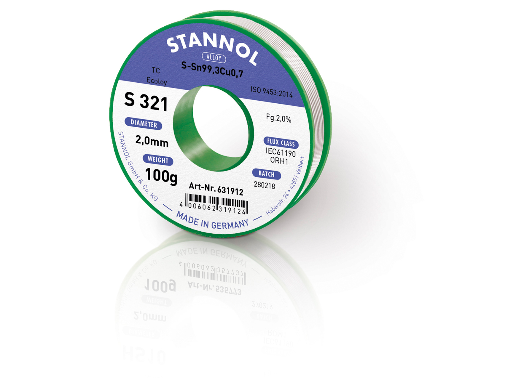 STANNOL FIL DE SOUDURE S321 1,5MM 100G SN99,3/CU0,7