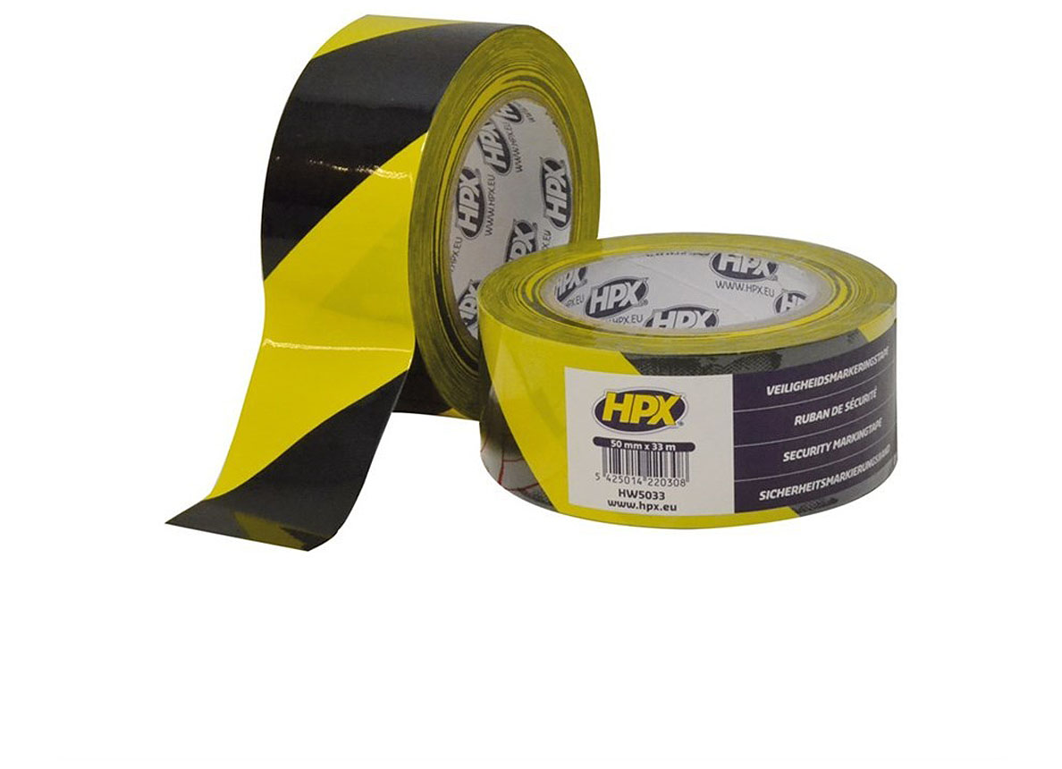 HPX VEILIGHEIDSMARKERINGTAPE GEEL/ZWART 33MMX50M