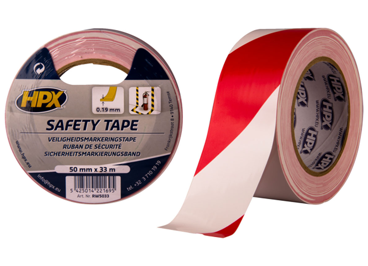 HPX VEILIGHEIDSMARKERINGTAPE WIT/ROOD 33MMX50M