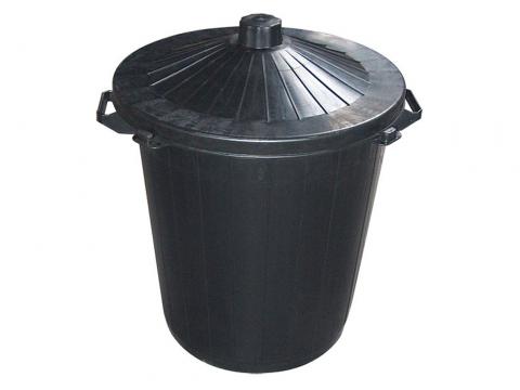 Vuilbak + Deksel Zwart 80l