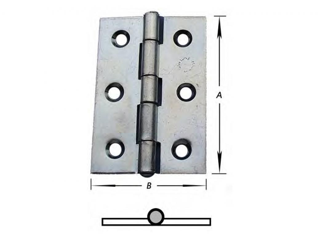 CHARNIERES LARGES ZINGUES L=75MM 2 PIECES