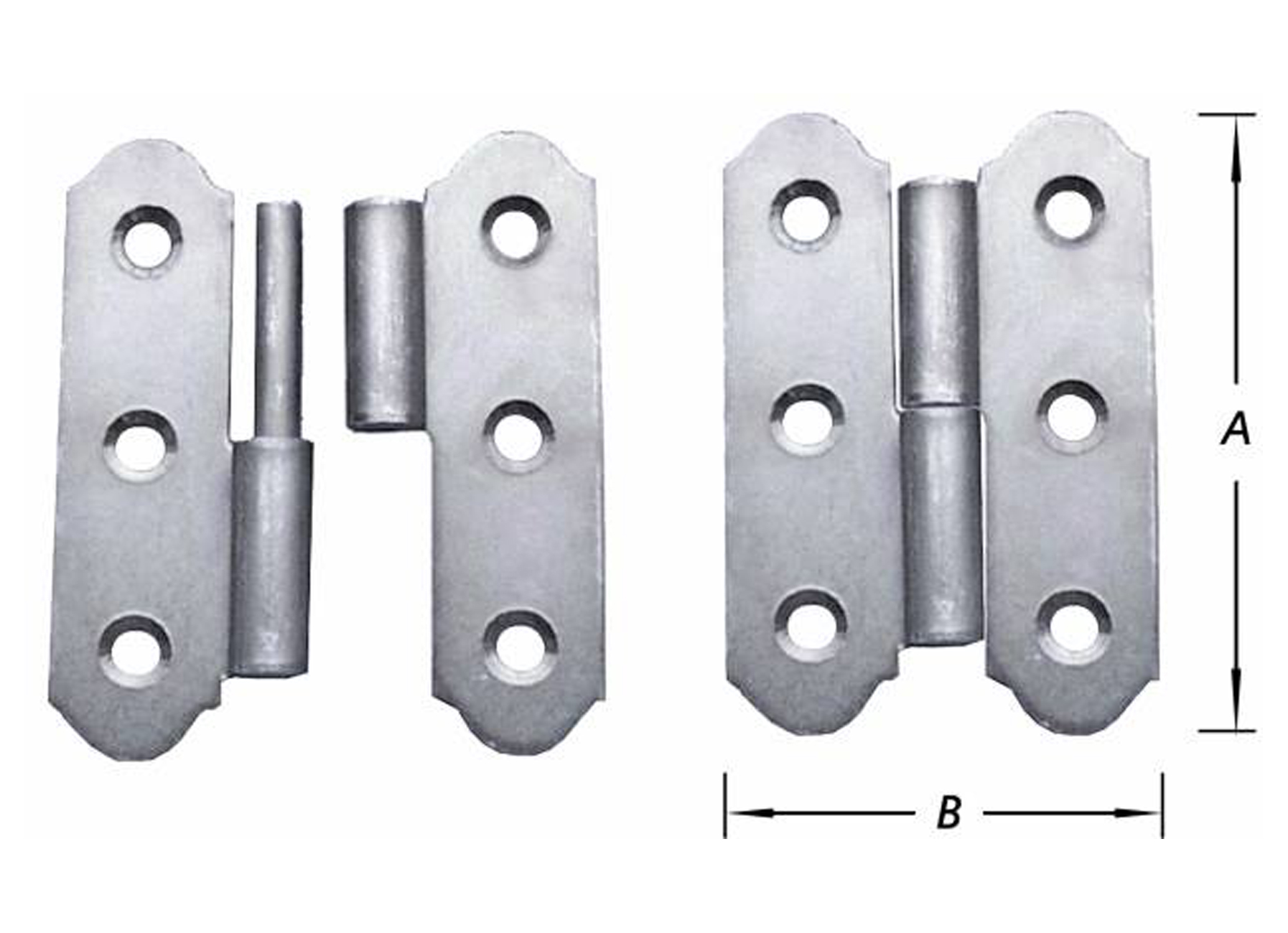 PAUMELLES ESPAGNOLES ZINGUES GAUCHE 80MM 2 PIECES