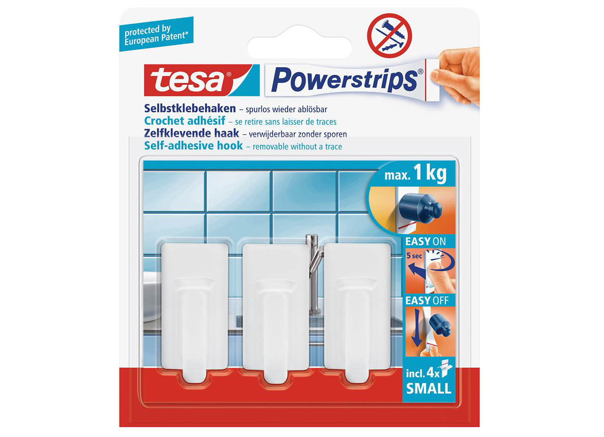 TESA POWERSTRIPS 3 MINI HAAKJES CLASSIC WIT