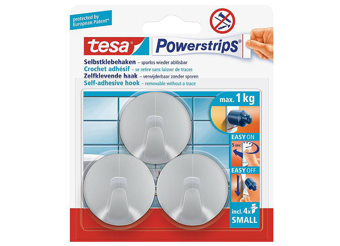 TESA POWERSTRIPS CROCHETS SMALL RONDE CHROME